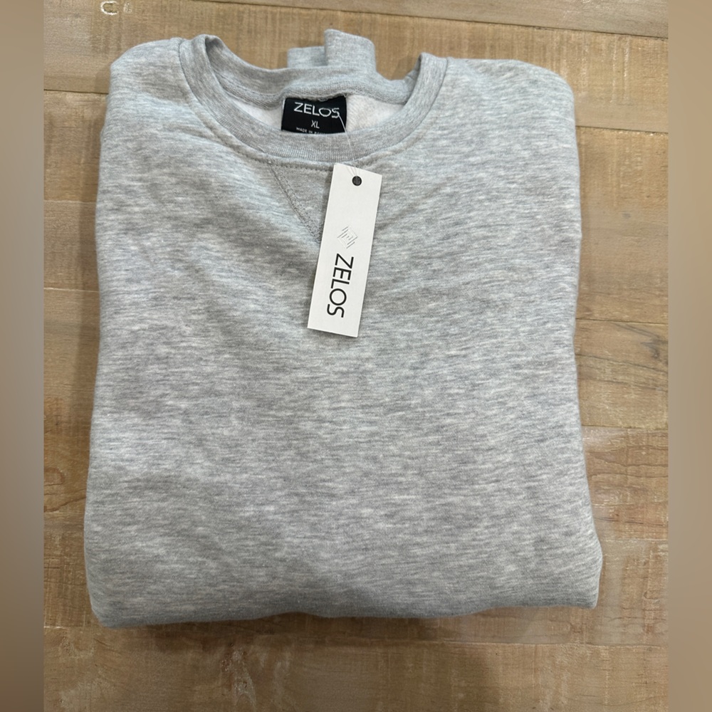Zelos men’s crewneck long sleeve grey sweater sweatshirt shirt new with tags